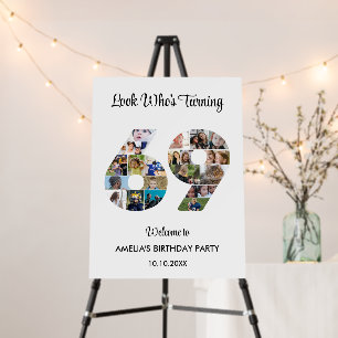 69th Birthday Party Number 69 Photo Collage Foam Board