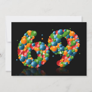 69th Birthday party, with bubbles and balls Invitation