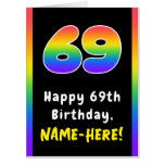[ Thumbnail: 69th Birthday: Rainbow Spectrum # 69, Custom Name Card ]
