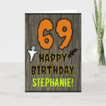 [ Thumbnail: 69th Birthday: Spooky Halloween Theme, Custom Name Card ]