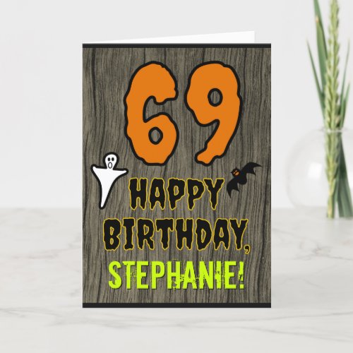 69th Birthday Spooky Halloween Theme Custom Name Card