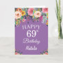 69th Birthday Watercolor Floral Flowers Purple Card