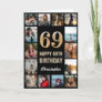 69th Happy Birthday Black and Gold Photo Collage Card