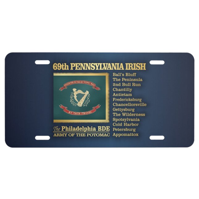 69th Pennsylvania Irish (BH) License Plate (Front)