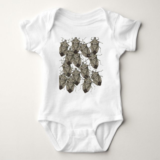 6-07-14 stink bugs rev.png baby bodysuit (Front)