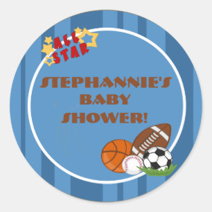 6 - 3" Favor Stickers All-Star Blue