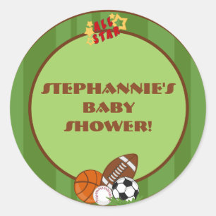 6 - 3" Favor Stickers All-Star Green