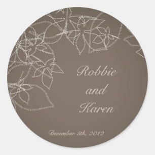 6 - 3" Favor Stickers Autumn Floral Fall Gray