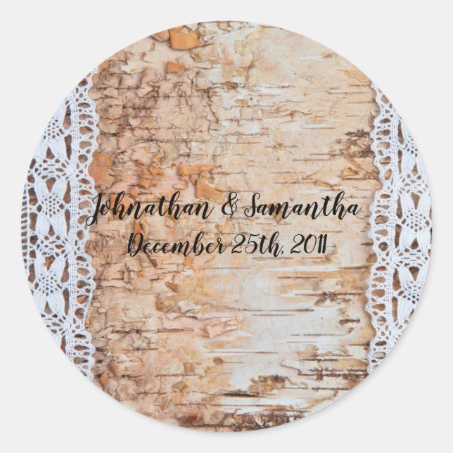 6 - 3"  Favor Stickers Country Barn Wood Lace Trim (Front)