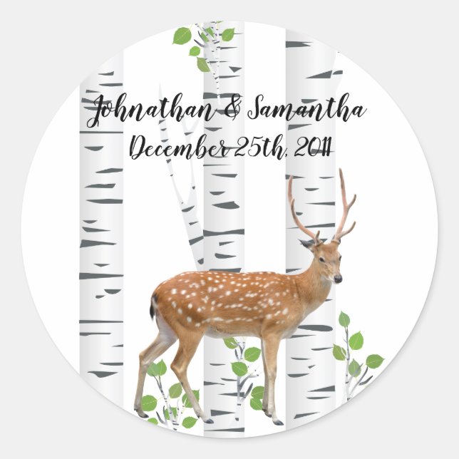 6 - 3"  Favor Stickers Deer Doe Woodland Buck Labe (Front)