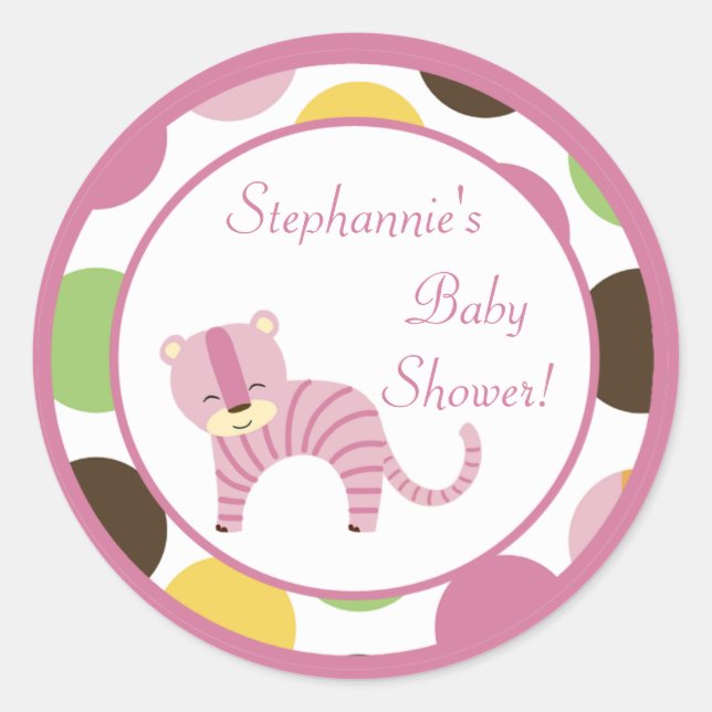 6 - 3"  Favor Stickers Jungle Queen Tiger Safari (Front)