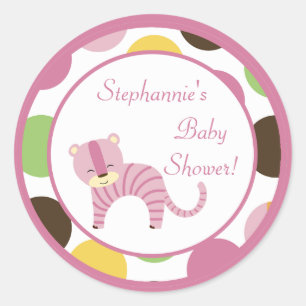 6 - 3"  Favor Stickers Jungle Queen Tiger Safari