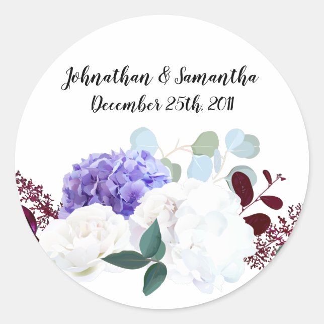6 - 3"  Favor Stickers Lavender Hibiscus on Whit (Front)