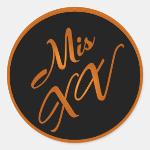 6 - 3" Favor Stickers Mis XV Orange Black