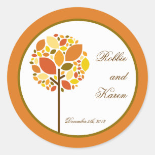 6 - 3" Favor Stickers Modern Autumn Tree Fall