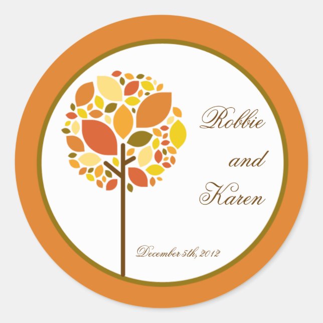 6 - 3" Favor Stickers Modern Autumn Tree Fall (Front)
