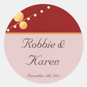 6 - 3" Favor Stickers Modern Paper Lanterns on Red