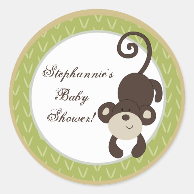 6 - 3"  Favor Stickers Monkey Time Zoo Animal (Front)