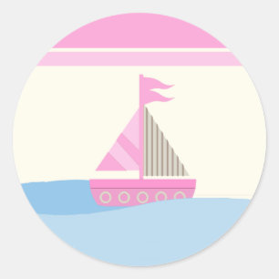 6 - 3" Favor Stickers Naut Sail Boat Whale