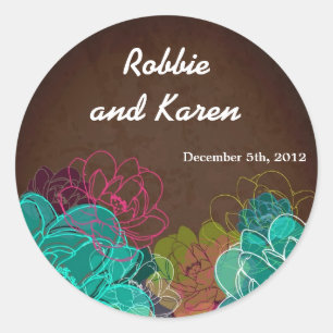 6 - 3" Favor Stickers Neon Spring Floral Flower