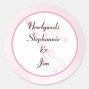 6 - 3" Favor Stickers Pink Cherry Blossom