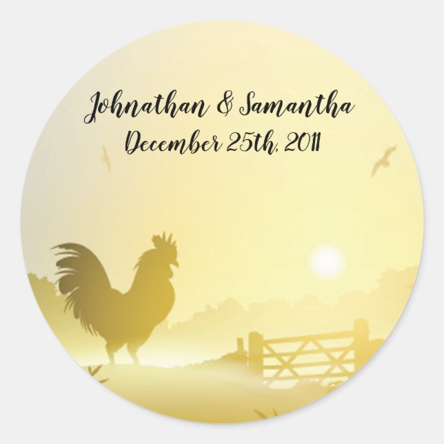 6 - 3"  Favor Stickers Sunny Morning Farm Country (Front)