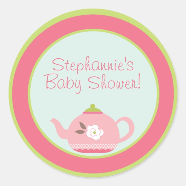 6 - 3"  Favor Stickers Tea Party Pink Pastel (Front)