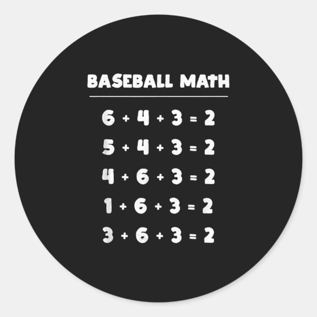 6 4 3 2 Baseball Math - Cute Playing Softball Game Classic Round Sticker (Front)
