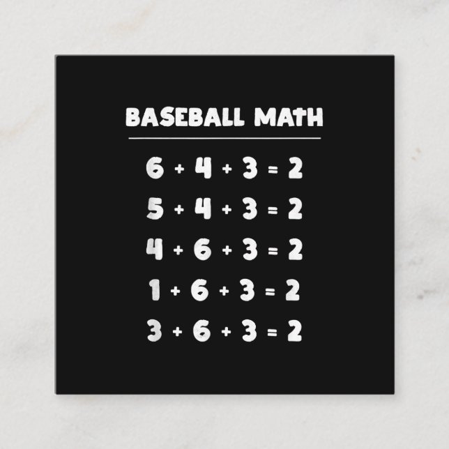 6 4 3 2 Baseball Math - Cute Playing Softball Game Square Business Card (Front)