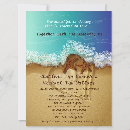 6.5 x 8.75" Beach Wedding Invitation