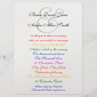 6.5 x 8.75 Gay Wedding Rainbow LGBT Pride Metallic Invitation