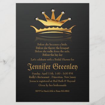 6.5" X 8.75" Gold Royal Queen Crown Invitation by zlatkocro at Zazzle