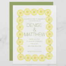 6.5" x 8.75" Yellow Daisy Chain Wedding invite