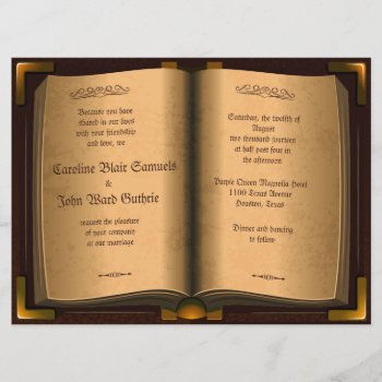 6.5x8.75" Ancient Vintage Leather Book Wedding Inv Invitation by zlatkocro at Zazzle