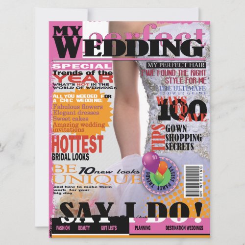 6.5x8.75 Wedding Magazine Cover Page Bridal Shower Announcements