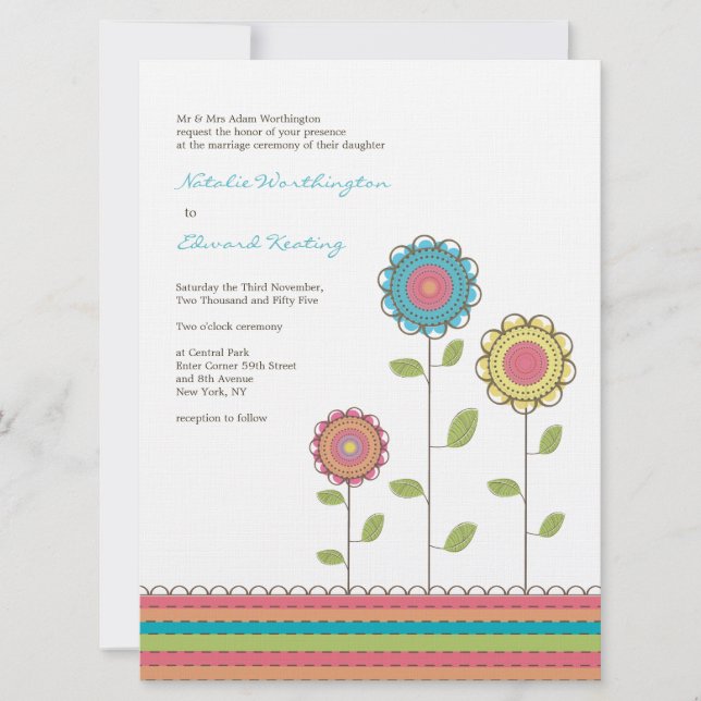 6.5x8.75 Wedding Rainbow Tall Flowers Invitation (Front)