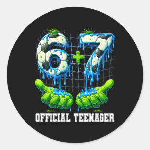 6+7 13 Year Old Official Teenager Drip Soccer 13th Classic Round Sticker