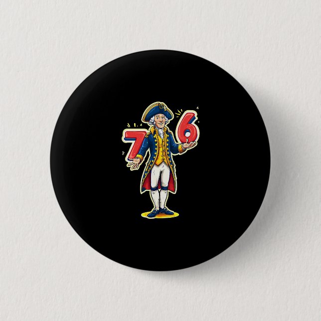 6-7 7-6 Funny George Washington Six Seven Meme  Button (Front)