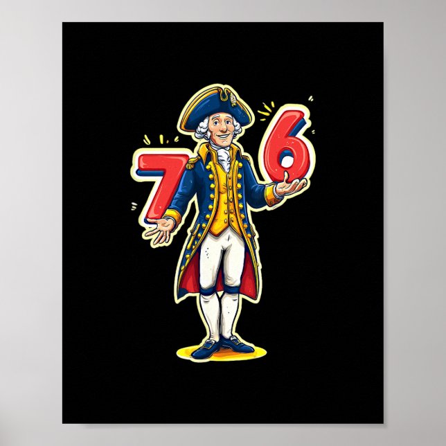 6-7 7-6 Funny George Washington Six Seven Meme  Poster (Front)