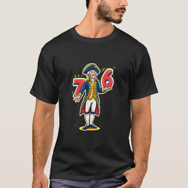 6-7 7-6 Funny George Washington Six Seven Meme  T-Shirt (Front)