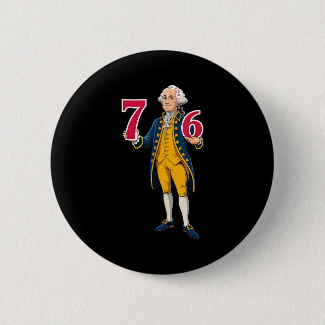 6 7 7 6 George Washington Six Seven  Button (Front)