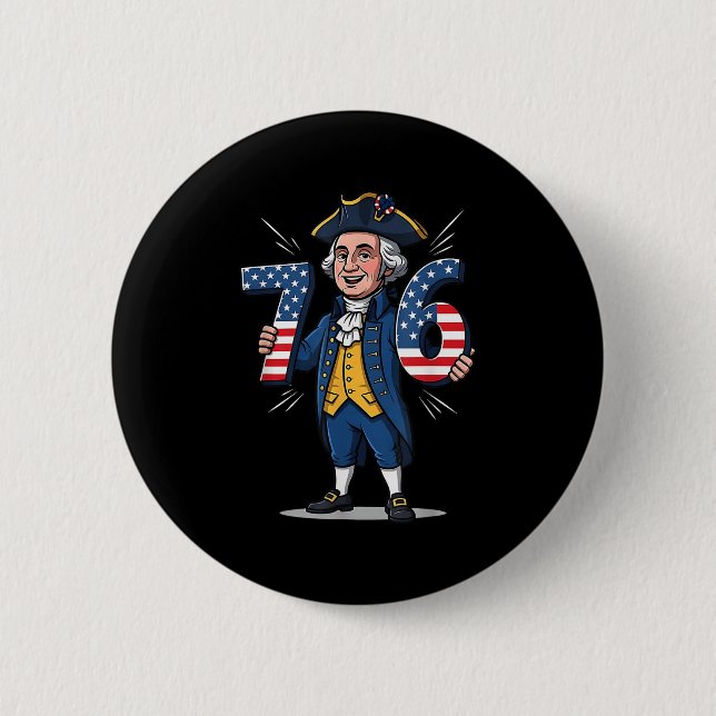 6-7 7-6 George Washington Six Seven Meme Gen Alpha Button (Front)