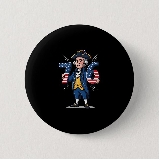 6-7 7-6 George Washington Six Seven Meme Gen Alpha Button (Front)