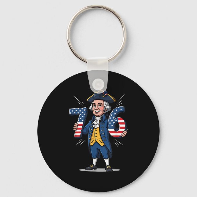 6-7 7-6 George Washington Six Seven Meme Gen Alpha Keychain (Front)
