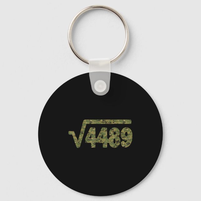 6 7 Army Pattern Meme Square Root 4489 Slang Math  Keychain (Front)
