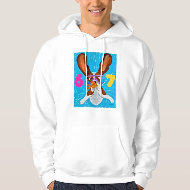 6 7 Basset Hound underwater with fish  Hoodie (Front)