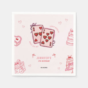 6 7 Birthday for Girls, Pink Six Seven Kids Party Napkins