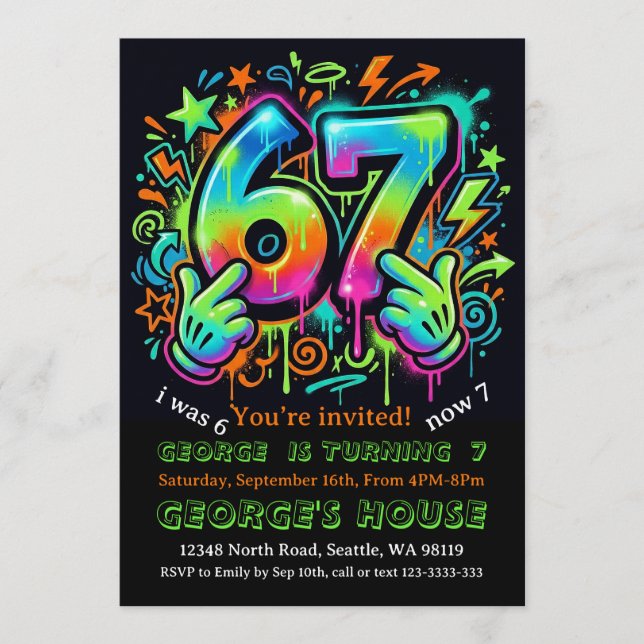 6-7 Boys Birthday Party Invitation (Front)