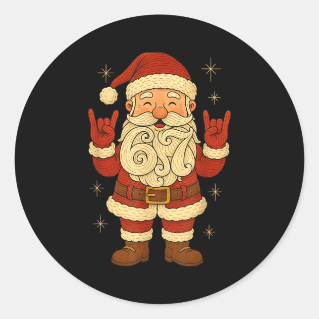 6 7 Christmas 67 Santa Six Seven Funny Meme Boys T Classic Round Sticker (Front)