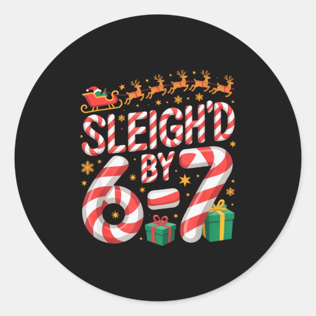 6-7 Christmas Ugly Sweater Six Seven Xmas 67 Meme  Classic Round Sticker (Front)